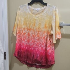 Women's Tie-Dye Top - Yellow and Pink